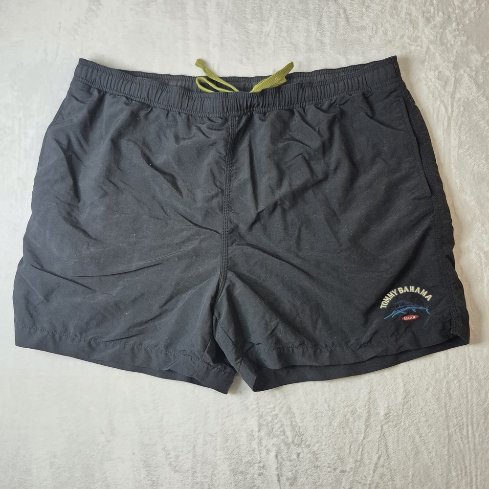 Tommy Bahama Swim Trunks Mens Large Black Relax Swim Elastic Drawstring Mesh